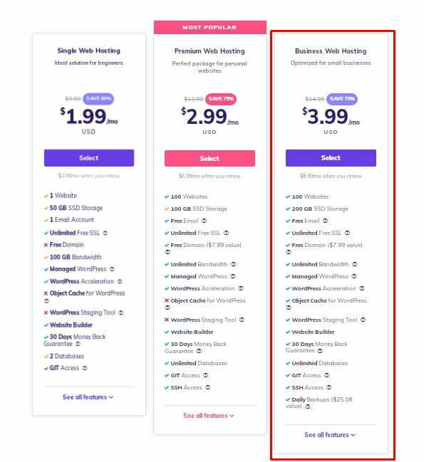 Hostinger Business Shared Hosting
